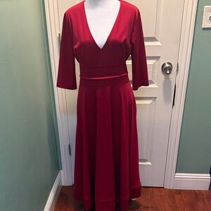 Elegant Red V-Neck Dress